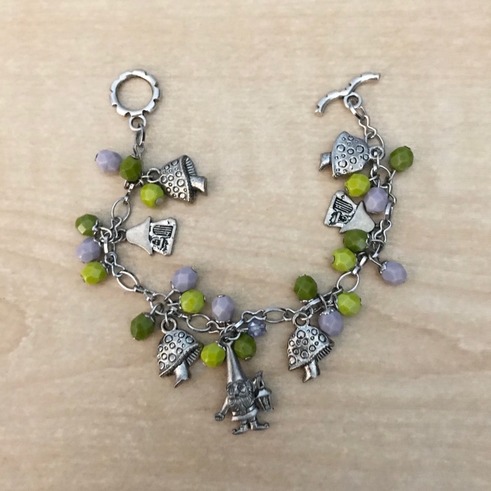 Youth Girls Gnome and Mushroom Charm Bracelet